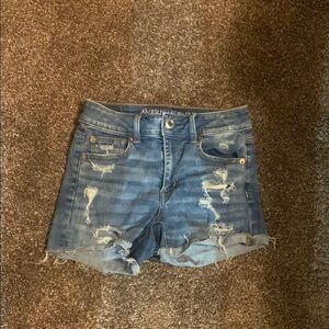 American Eagle Outfitters Women's Distressed Blue Denim Shorts